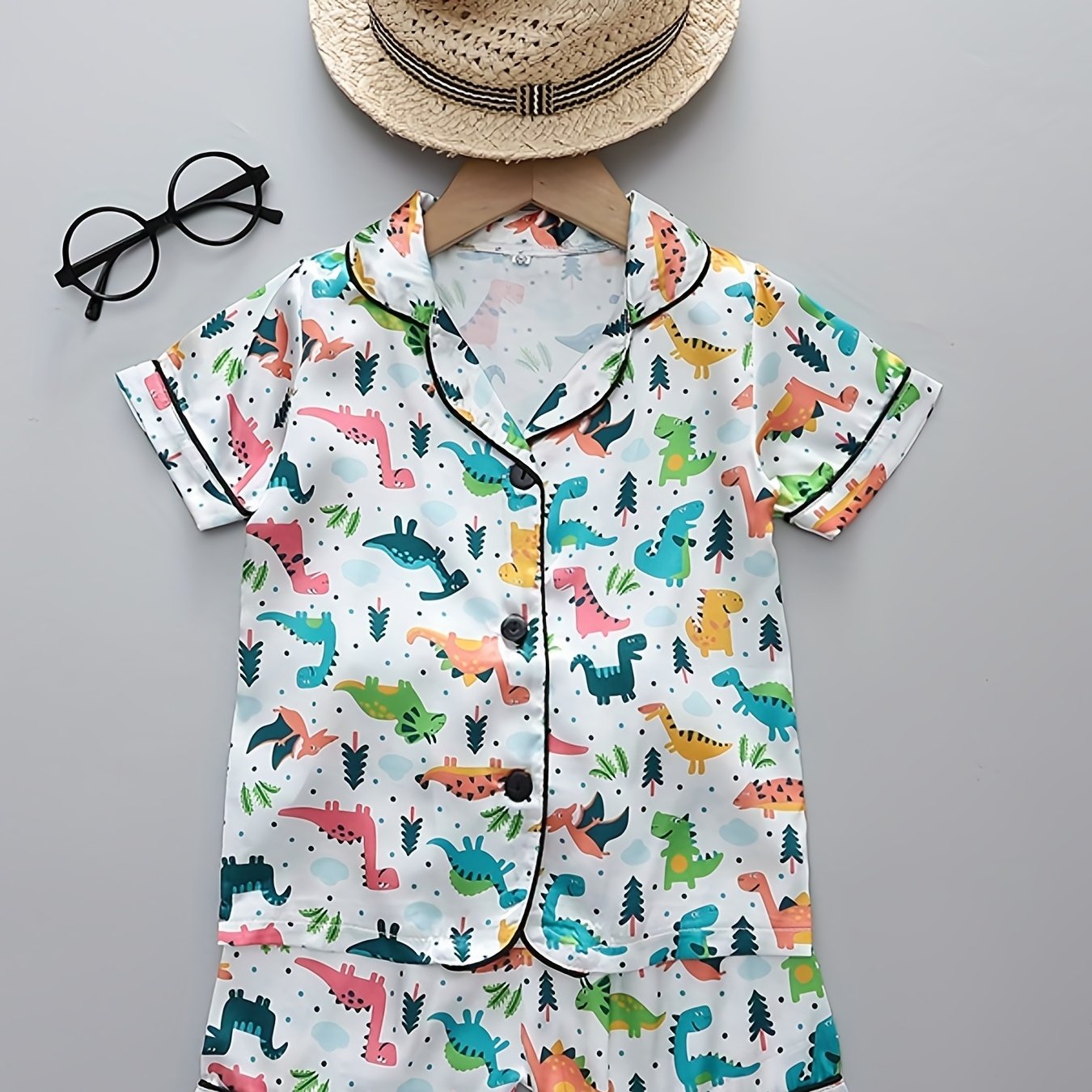 Boys Dinosaur Pajama Set Short Sleeves Tops & Bottoms