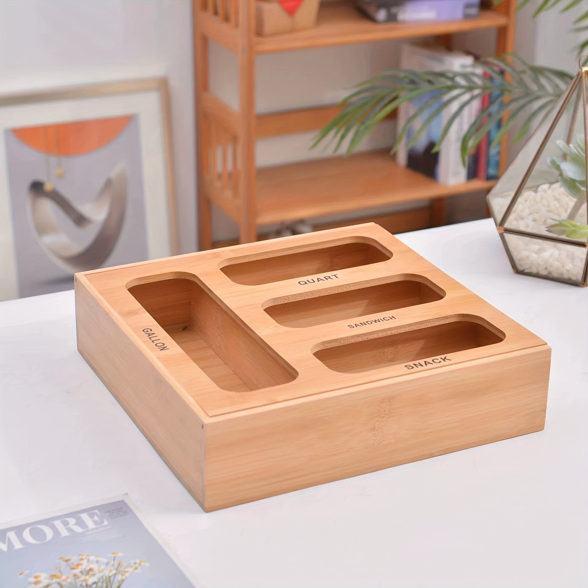1pc Bamboo Drawer Organizer for Kitchen Bathroom Desk