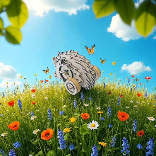 Self-Propelled Hedgehog 3D Wooden Puzzle Kit
