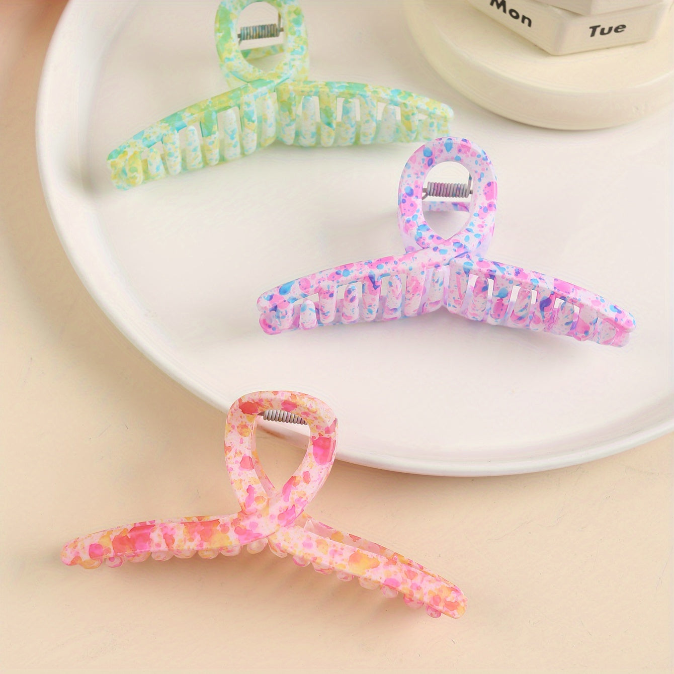 Colorful Ink Mark Hair Claw Style Hair Claw Nonslip Ponytail Shark Claw