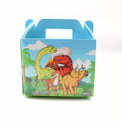 6pcs Dinosaur Theme Gift Bags Carboard Treat Boxes Snack Gable Boxes