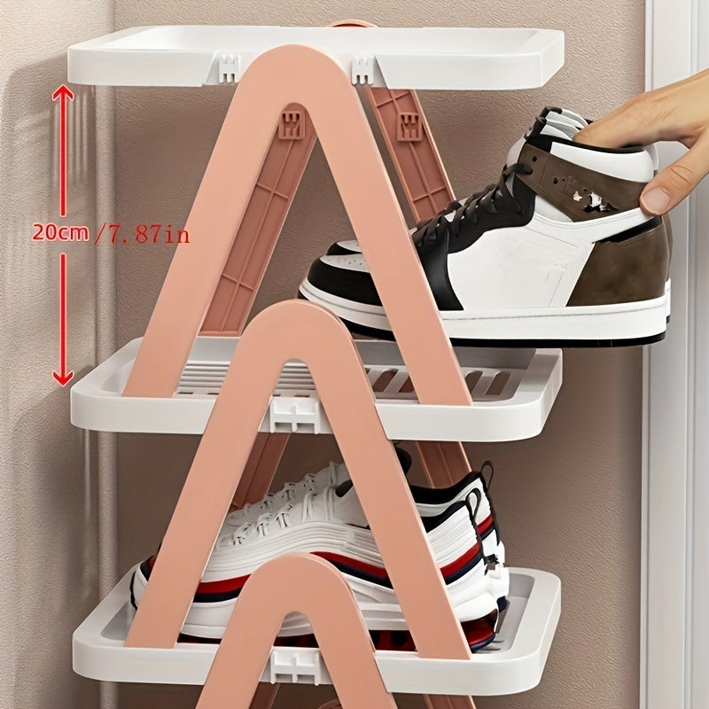 Plastic Folding Shoes Storage Rack Stackable Shoes Storage Shelf