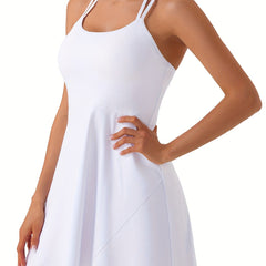 Criss Cross Backless Tennis Skirts Sleeveless Sexy Slim Fit