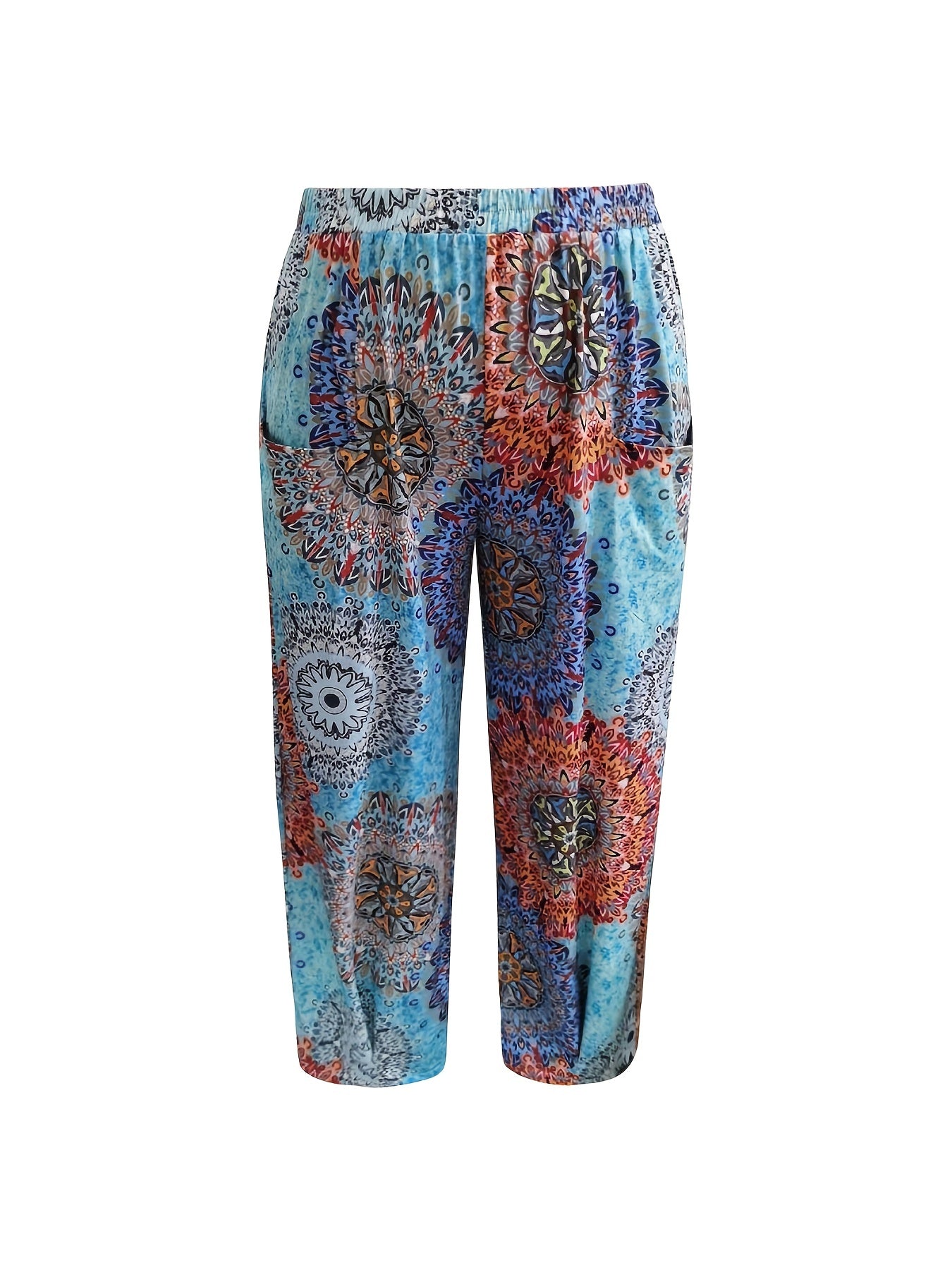 Women's Plus Floral Print Wide Leg Boho Pants