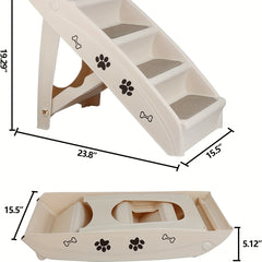 Durable Folding Pet Stairs Safe Indoor Outdoor Ramp with 4 Steps