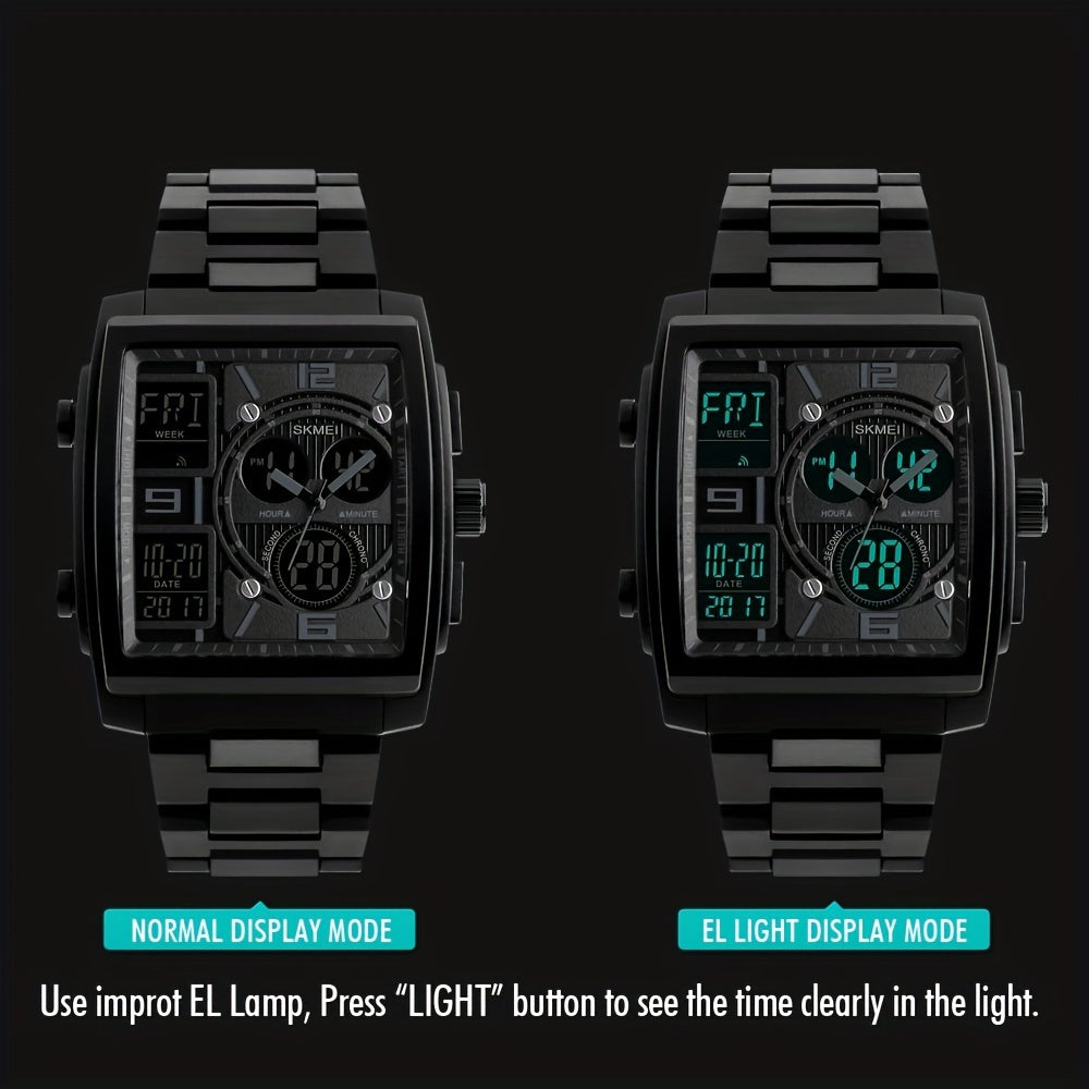 LED Square Quartz Watch Multifunctional Waterproof Outdoor Casual