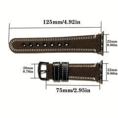 Nylon Spliced Cowhide Watch Strap for Smart Watch