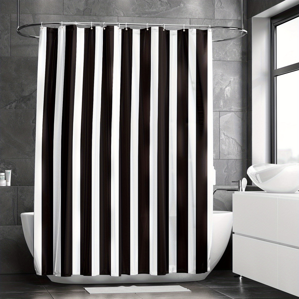 Waterproof Shower Curtain with 12 Hooks 72x72in