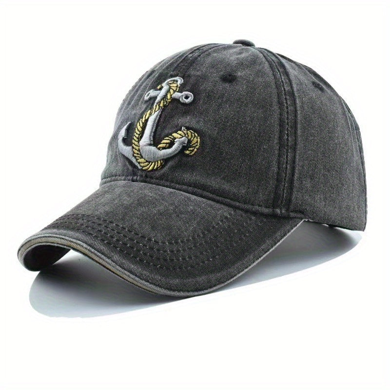 Men's Metal Snapback Trucker Cap Anchor Embroidery