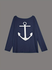 Navy Sports Set Anchor Print Top & Skinny Pants
