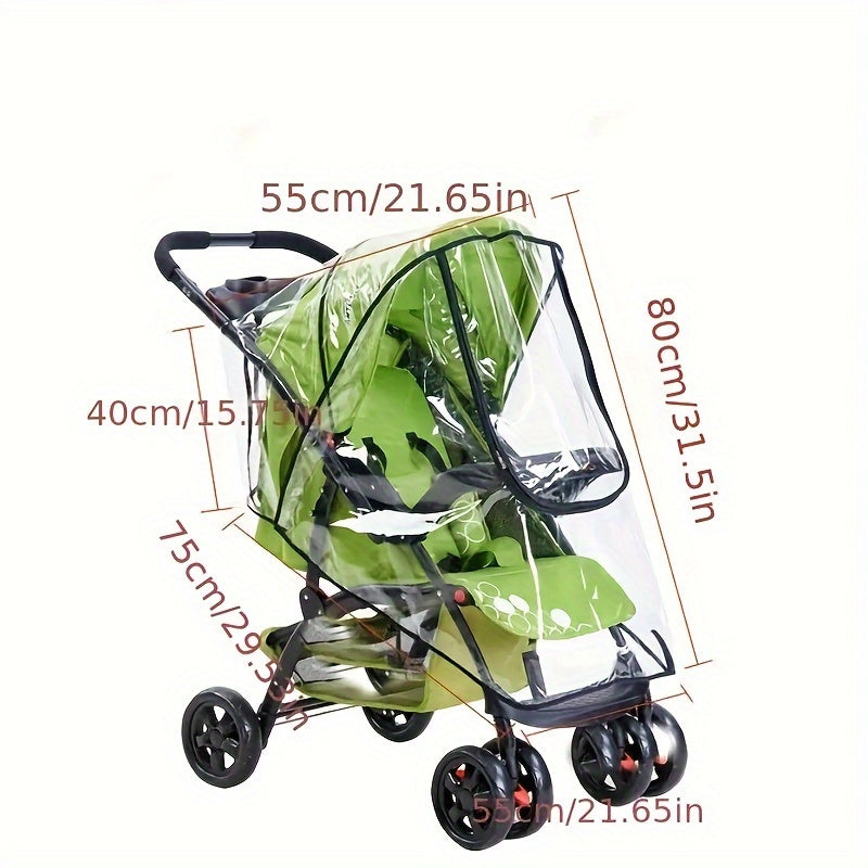 Stroller Rain Cover, Windproof Canopy with Zipper