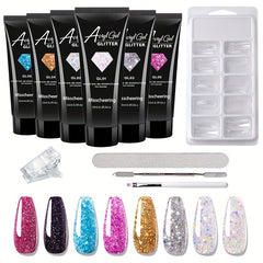 6 Nail Art Extension Glue Set with Tools for Acrylic Nails