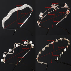 Rhinestone Bezel Hairband Metal Headband Hair Hoop Pearl Hairbands