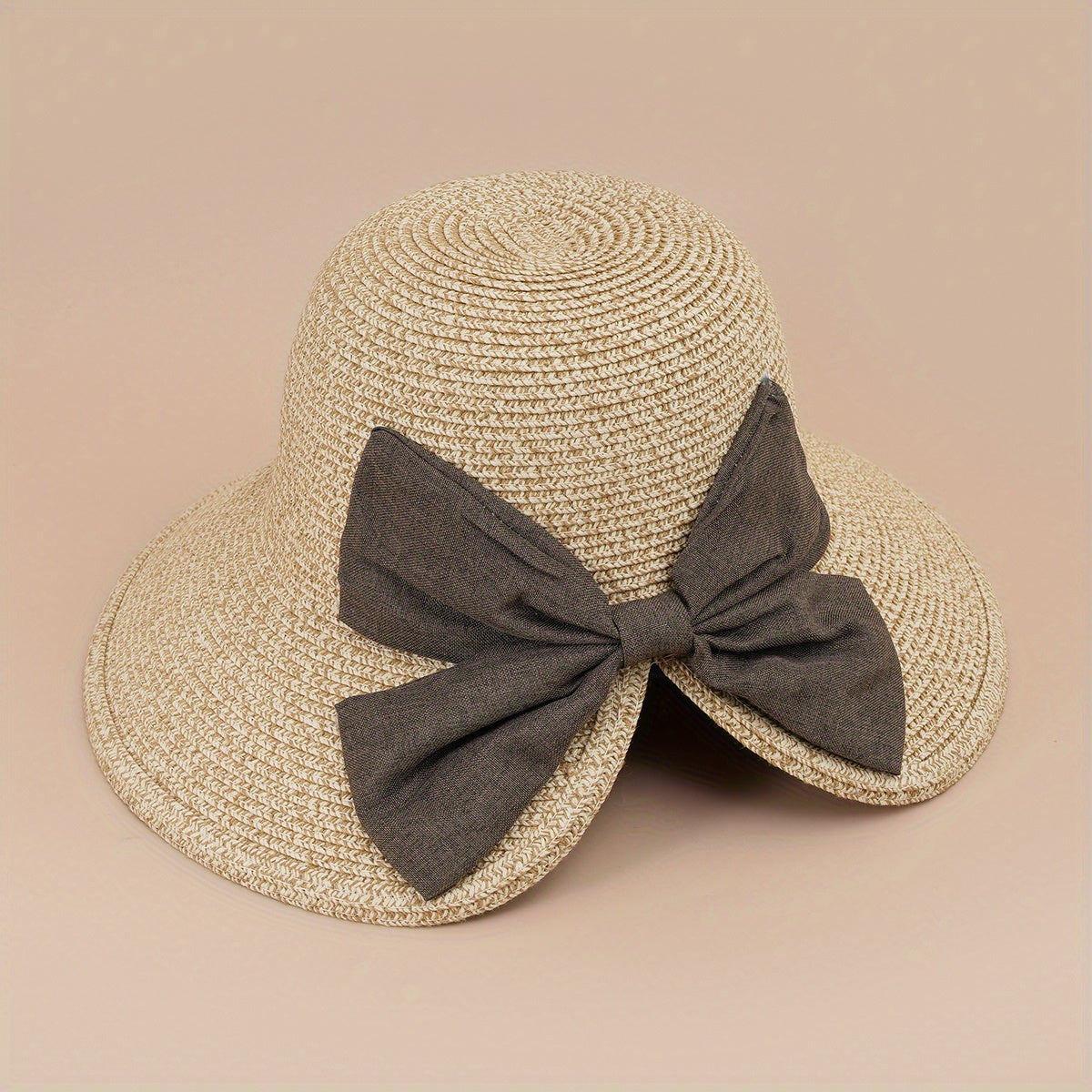 Wide Brim Straw Sun Hat with Bow for UV Protection