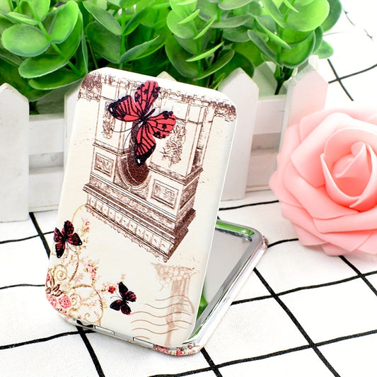 Compact Makeup Mirror Travel Portable PU Vanity Mirror Double Side Beauty Mirror