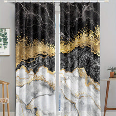 Grey Marble Window Curtains - Set of 2 Panels