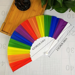 Rainbow Folding Fan Plastic Fan Bone Dance Fan Shoot Tool Craft Gift Fan