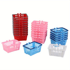 20pcs Mini Plastic Shopping Baskets - Colorful Retail Baskets for Playtime