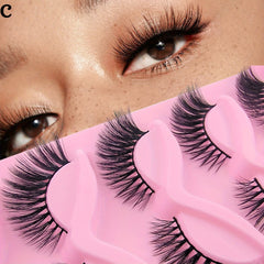 5 Pairs Cat Eye Lashes Curling Thick Fluffy Faux Mink False Eyelashes