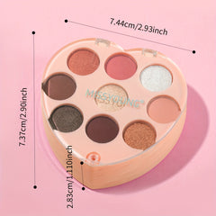 Heart Shaped Makeup Kit: 9 Eyeshadows, 6 Glitters, 2 Blushes, Highlighter