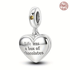 925 Silver Chocolate Box Charm Pendant Classic Style Women's Jewelr