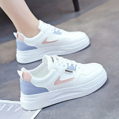 Women's Platform Skate Shoes Round Toe Colorblock Lace Up Low Top Sneakers