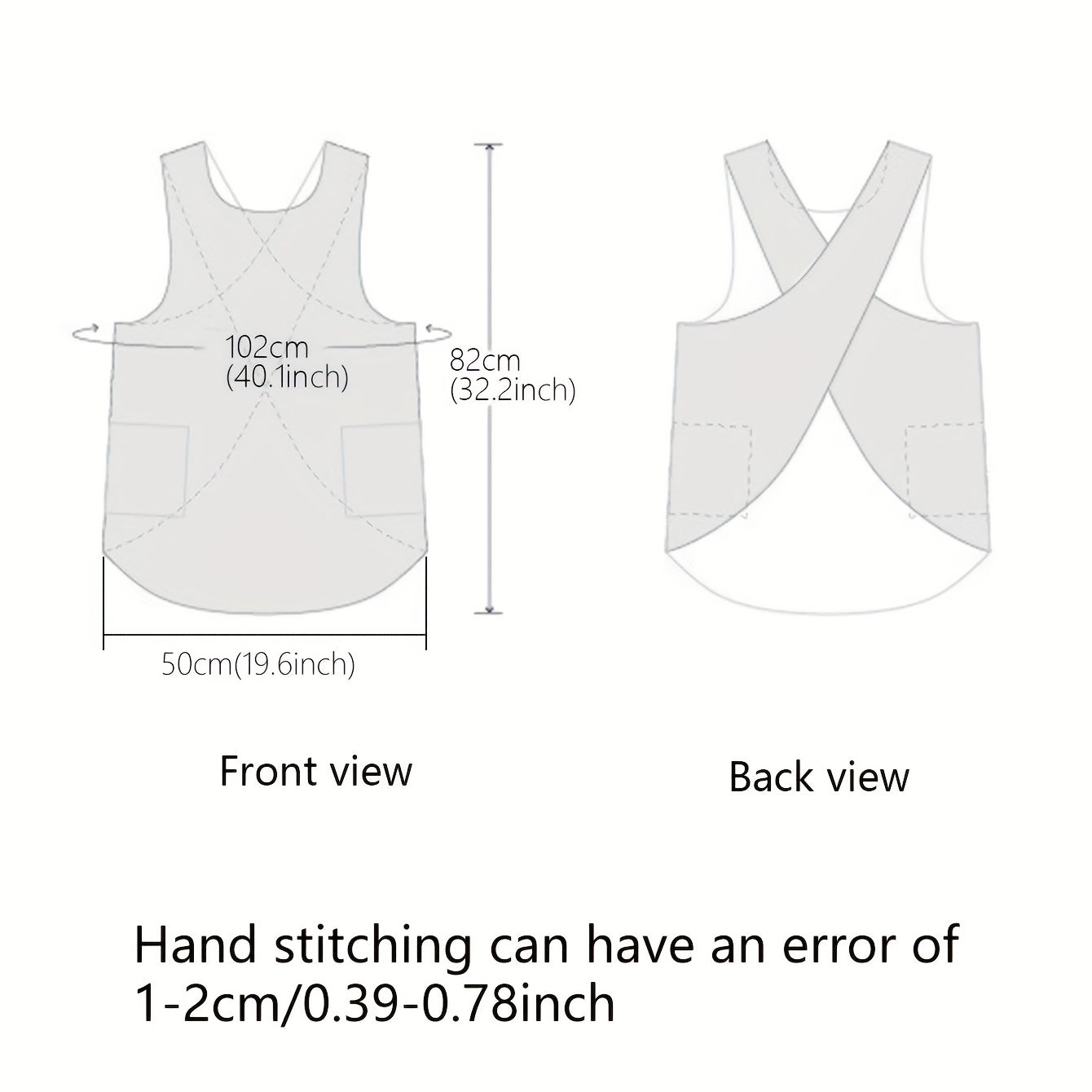 Adjustable Linen X Back Apron with Pockets for Chef Gardening Baking