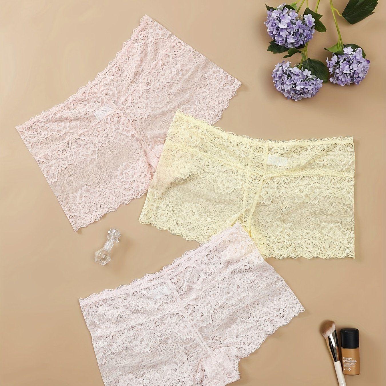 3 Pack Plus Size Lace High Waist Boy Shorts Briefs