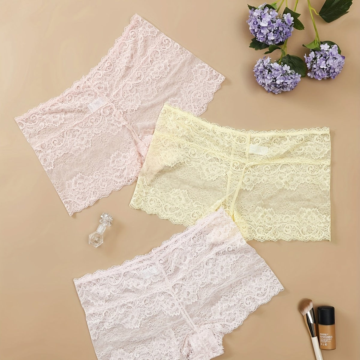 3 Pack Plus Size Lace High Waist Boy Shorts Briefs
