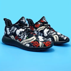 Men's Skull Print Lightweight Running Shoes Soft Sole Non slip Sneakers