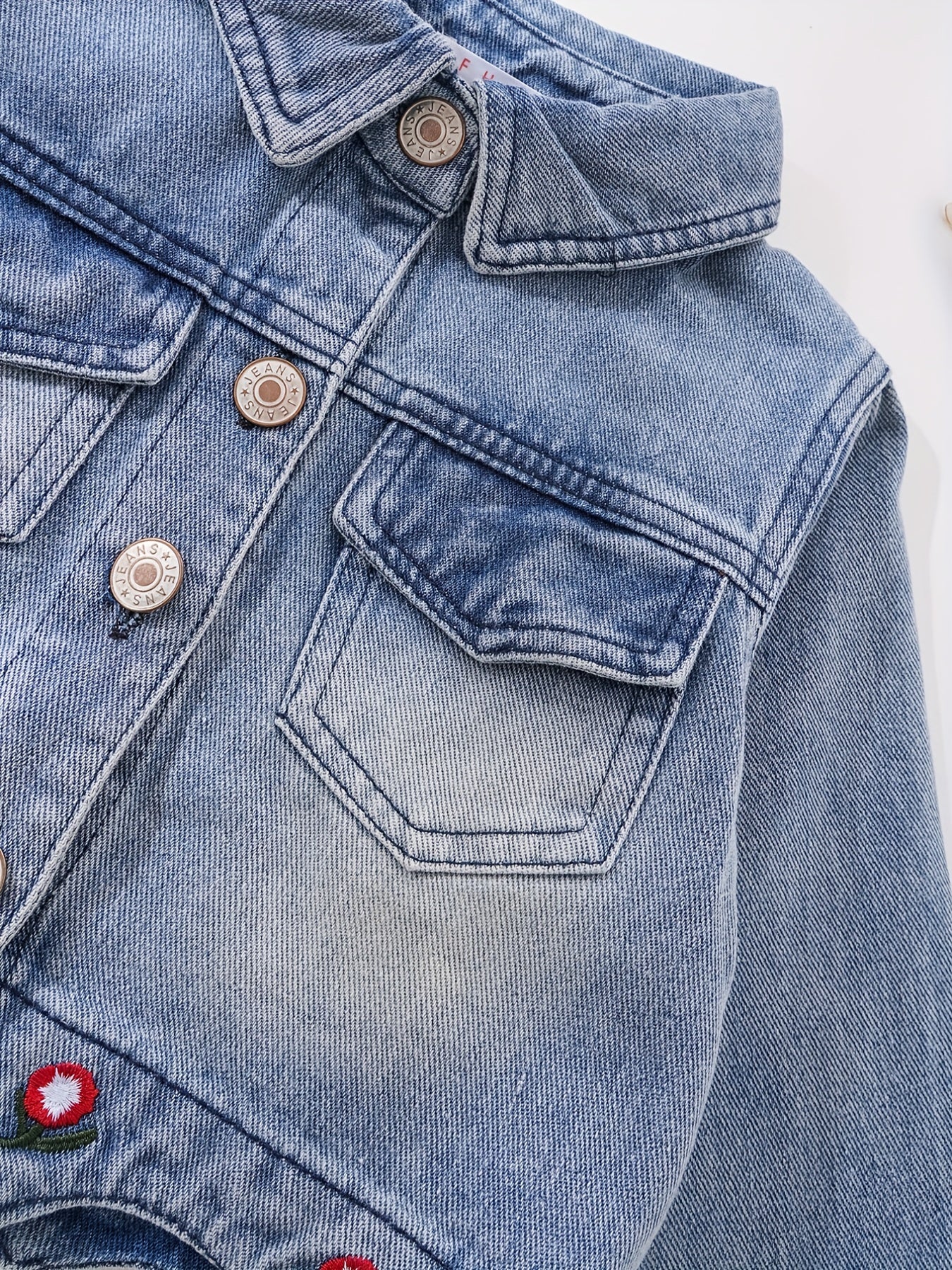 Girls' Denim Jacket Long Sleeve Top For Spring And Autumn