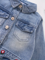 Girls' Denim Jacket Long Sleeve Top For Spring And Autumn