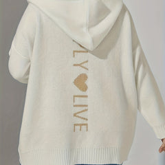  Letter & Heart Print Hooded Cardigan