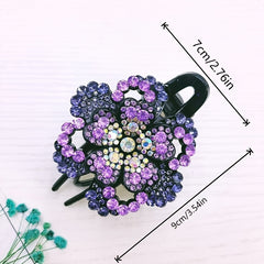 Vintage Rhinestone Flower Hair Clip for Women Girls