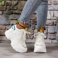 Women's Hidden Heel Lace-up Platform Sneakers Non-slip Casual Shoes