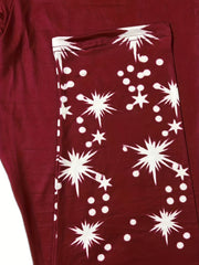 Glitter Stars Print Leggings High Waist Skinny Long Length