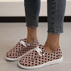 Women's Polka Dot Canvas Shoes Lace Up Lightweight Low Top Shoes