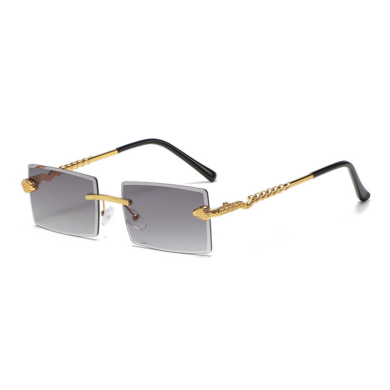 Metal Rimless Sunglasses Serpentine Small Square Sun Glasses Outdoor Eyewear