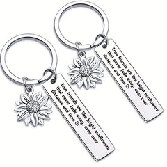 Sunflower Friendship Keychain Metal Key Ring Purse Bag Backpack Car Key Charm