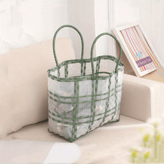 Striped PVC Handbag Large Tote Bag