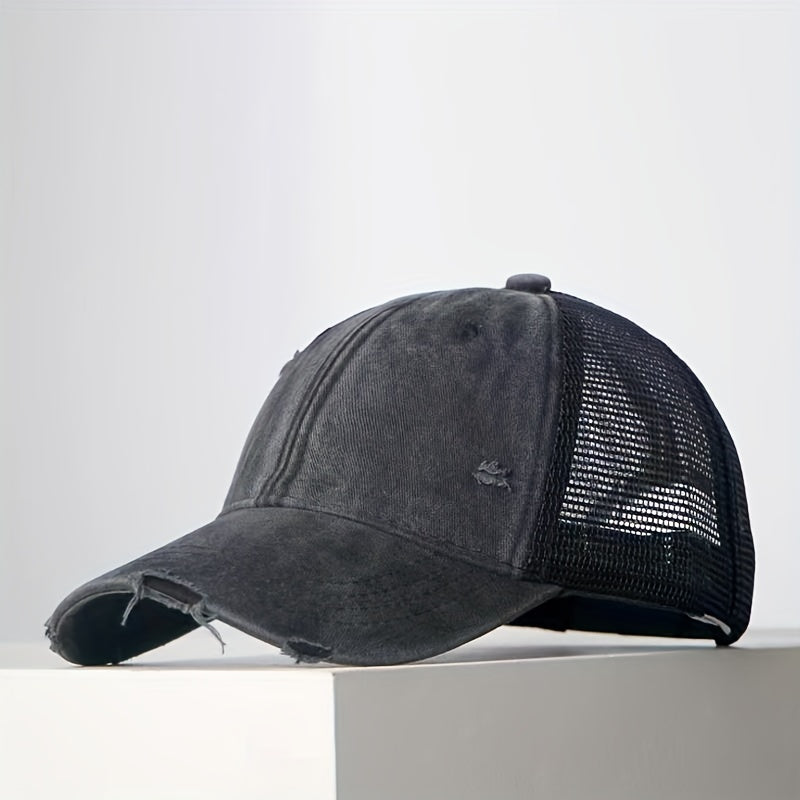Vintage Distressed Washed Cap Mesh Board Hat for Boys Girls