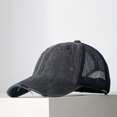 Vintage Distressed Washed Cap Mesh Board Hat for Boys Girls