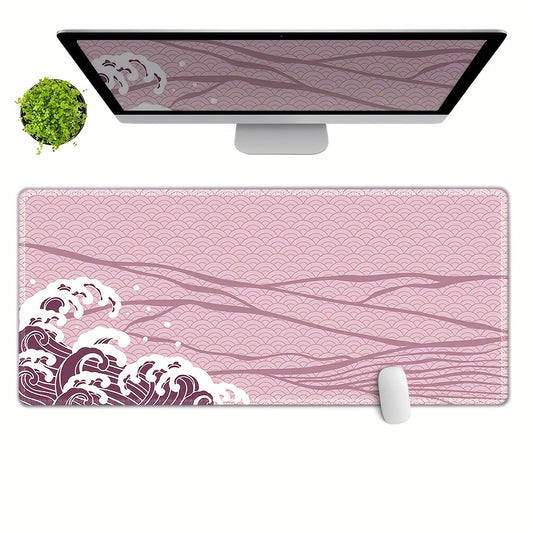 Pink Wave Gaming Mouse Pad Large Desk Mat 35.4x15.7 Inch