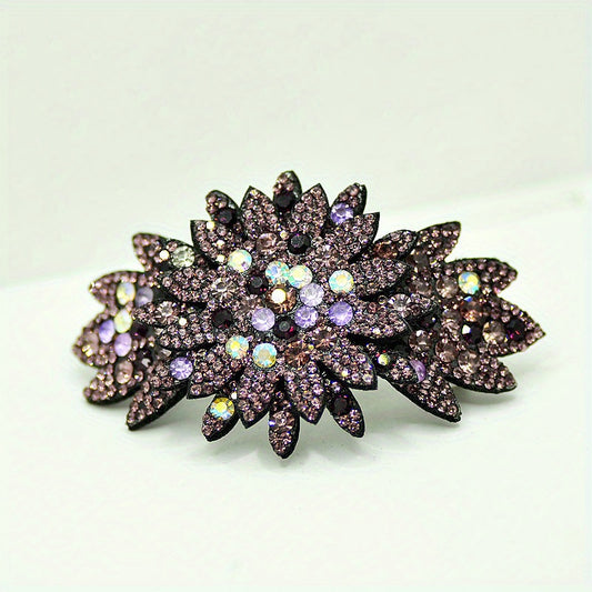 Colorful Rhinestone Flower Leaves Hair Clips Vintage Hair Pin Barrette