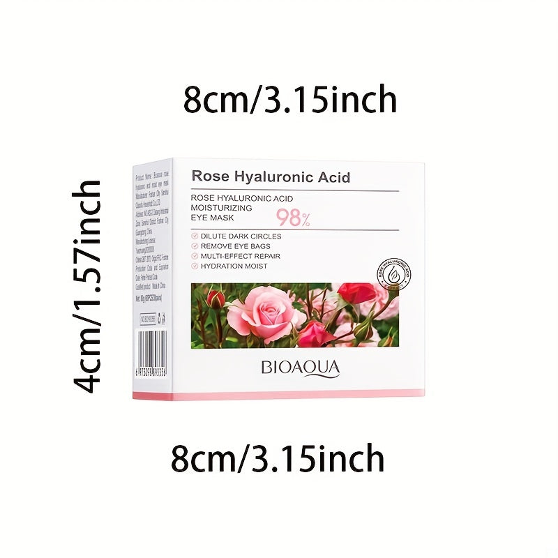 60pcs Rose Hyaluronic Acid Eye Masks for Moisturizing and Dark Circle Reduction