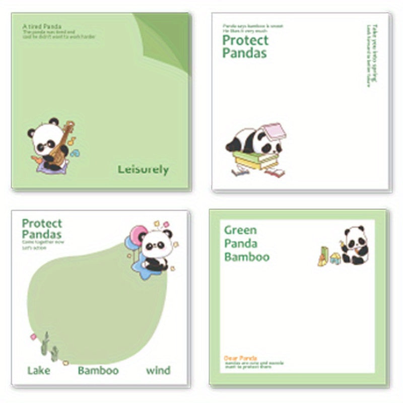 4 Pack Panda Pattern Sticky Notes 16 Unique Designs 80 Sheets