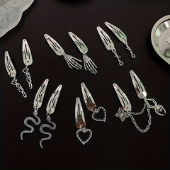 Y2K Punk Silvery Snap Clip Metal Hair Clip