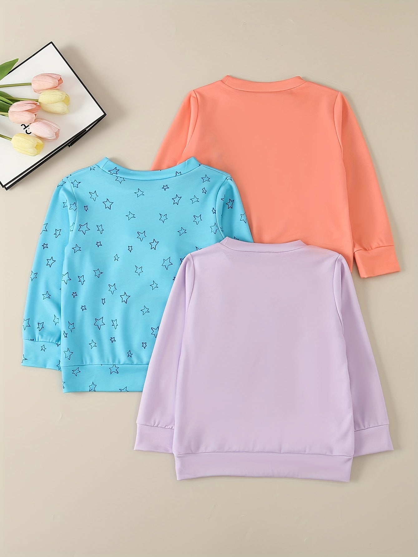Toddler Girls Cartoon Graphic Sweatshirts - 3 Pack