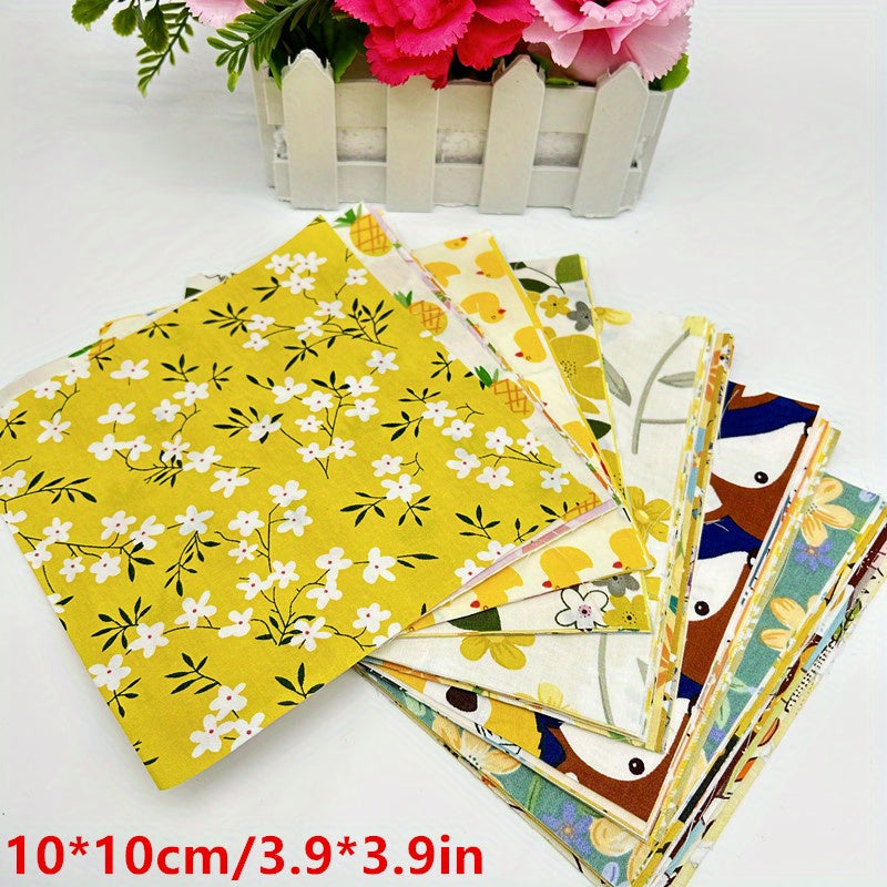 50pcs Yellow Patchwork Fabric for DIY Doll Clothes Sewing Supplies