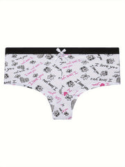 6pcs Heart Print Panties Comfy & Breathable Intimates Women's Lingerie